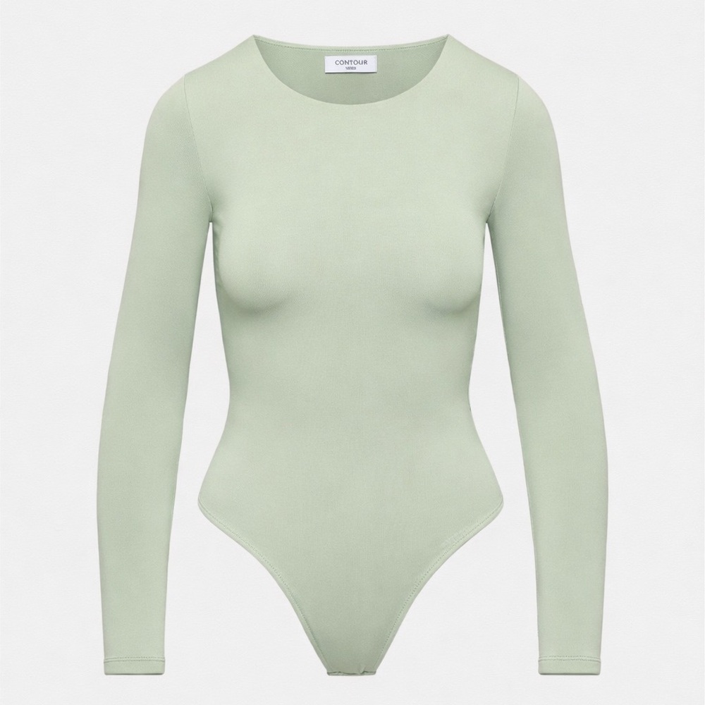 Babaton Original Contour Prosperity Crew Bodysuit Sage Long Sleeve Thong Size S